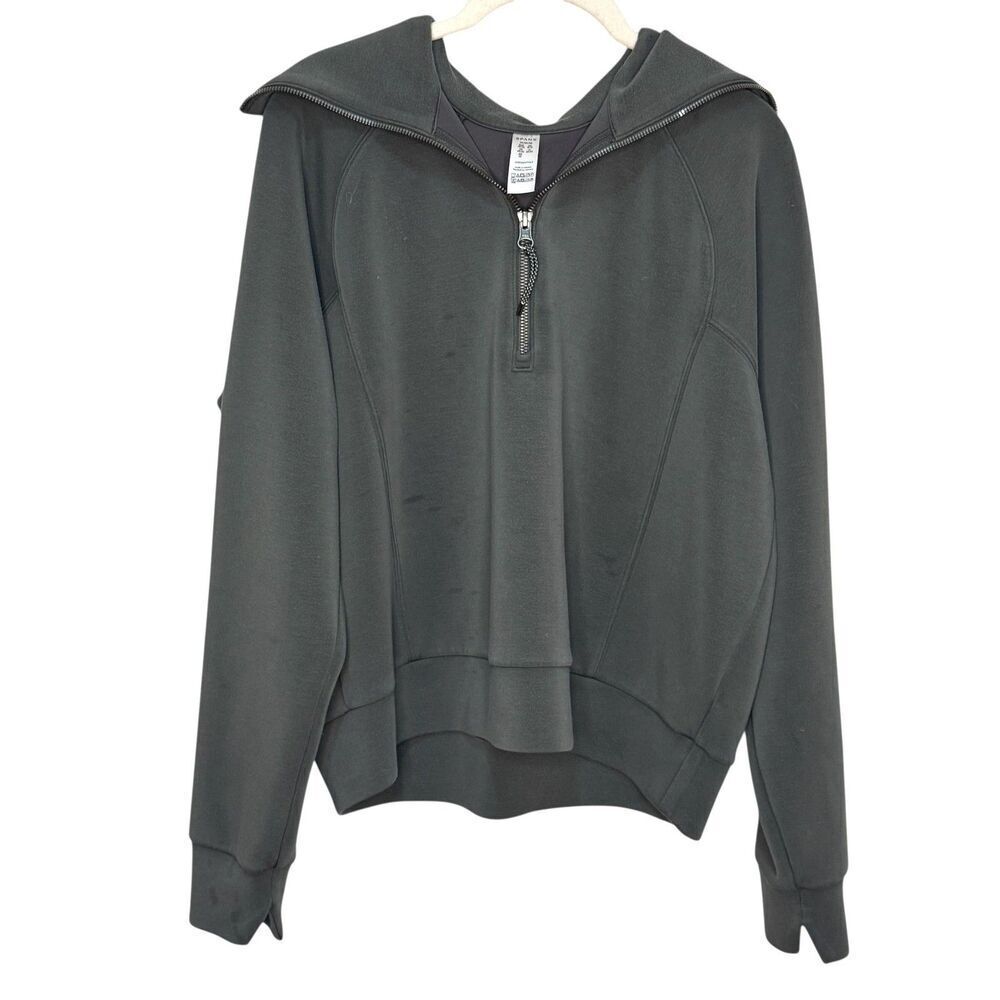 Spanx AirEssentials Sweatshirt Womens Medium Green 1/2 Zip High Neck Pullover